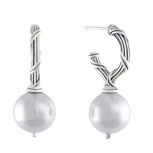 Pearl Hoop Earrings in Sterling Silver by PETER THOMAS ROTH DESIGNS